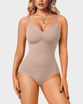 Body moldeador sin costuras tipo tanga, cuello redondo sin mangas